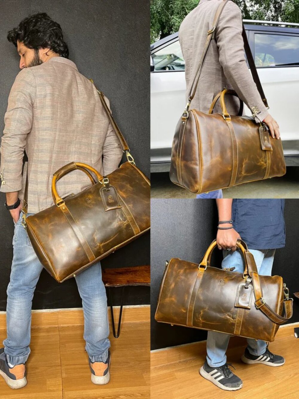 Rustic Town Nando Adventure Brown Leather Travel Duffle Bag - Picture 2 of 12